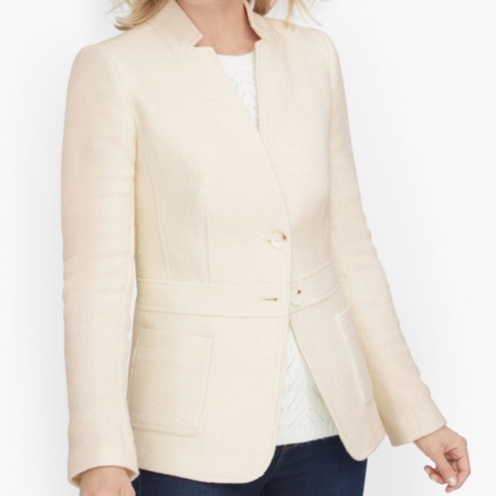 Talbots Cream Textured Two-Button Blazer - Picture 3 of 16